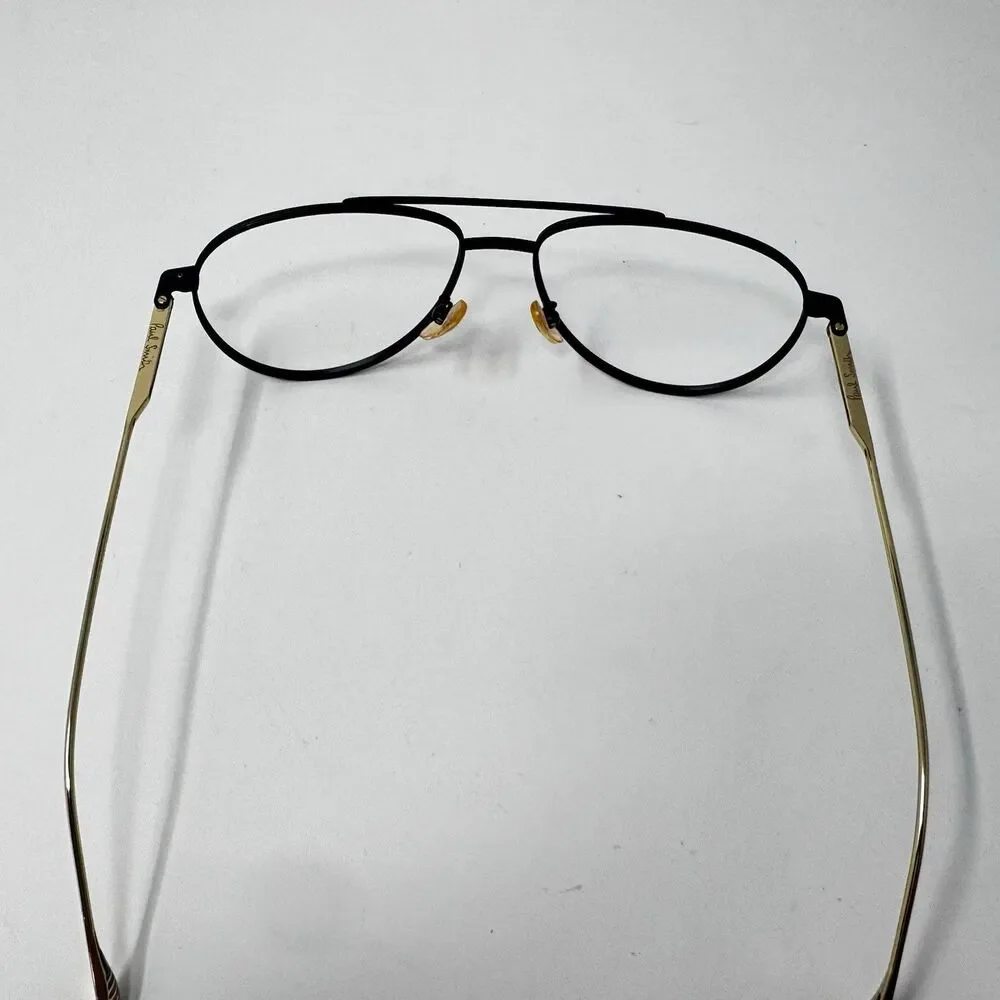 Paul Smith PSSN078 02 Black Gold Aviator Eyeglass Frames 57-16-145 Made in Italy